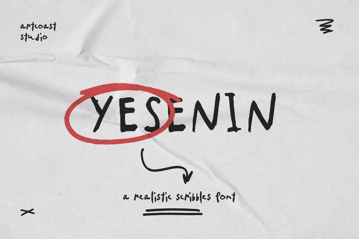 SA Yesenin Realistic Scribbles Font